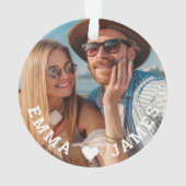 Schattigee liefde hart foto koppels gepersonalisee ornament (achterkant)