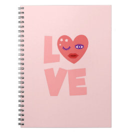 Schattigee Liefde Hart Roze Kleur Cartoon Patroon Notitieboek