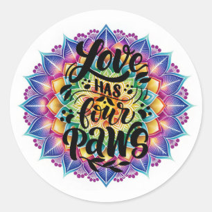 Schattigee liefde heeft vier poten vierkante Stick Ronde Sticker
