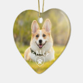 Schattigee liefde hond Pet Paw Print gepersonalise Keramisch Ornament (Links)