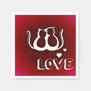 Schattigee liefde katten Valentijnsdag servet
