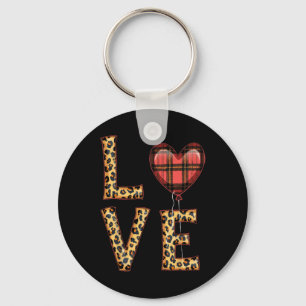 Schattigee Liefde Plaid Hart Luipaard Valentijnsda Sleutelhanger