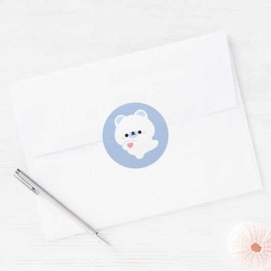 Schattigee liefde Polar Beer Ronde Sticker (Envelop)