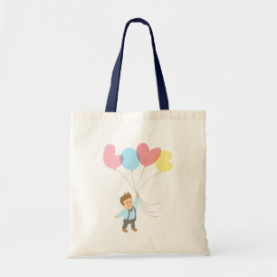 Schattigee liefde tilt ons op jongen met ballonnen tote bag