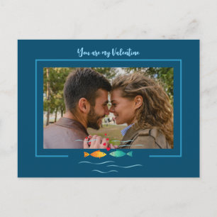 Schattigee liefde vis in de oceaan aangepaste foto briefkaart
