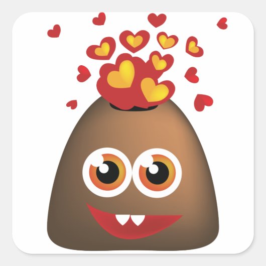 Schattigee Liefde Vulkaan Vierkante Sticker (Voorkant)