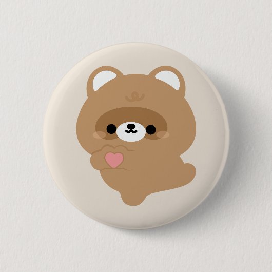Schattigee liefdesbever ronde button 5,7 cm (Voorkant)
