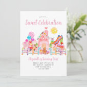 Schattigee lieve viering candyland kinderen verjaa kaart (Staand voorkant)