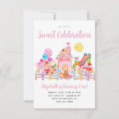 Schattigee lieve viering candyland kinderen verjaa notitiekaartje (Voorkant)