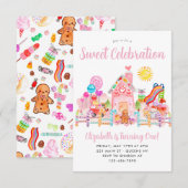 Schattigee lieve viering candyland kinderen verjaa notitiekaartje (Voorkant / Achterkant)