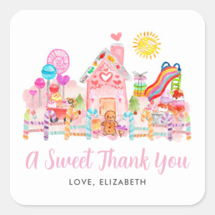 Schattigee lieve viering candyland kinderen verjaa vierkante sticker