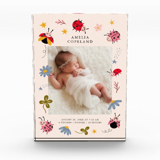 Schattigee lieveheersbeestje Baby Girl Square Foto (Voorkant)