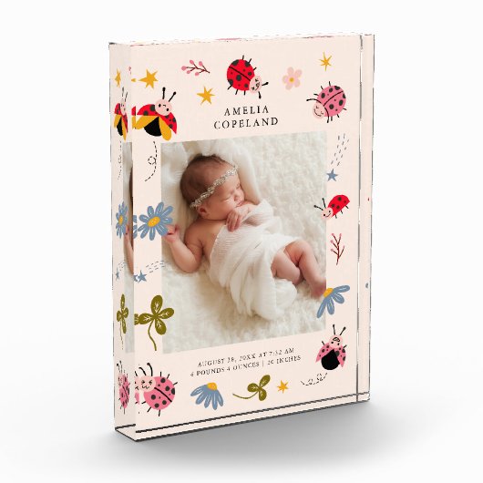 Schattigee lieveheersbeestje Baby Girl Square Foto (Links)