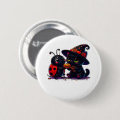 Schattigee lieveheersbeestje en zwarte kat Hallowe Ronde Button 5,7 Cm (Voorkant /achterkant)