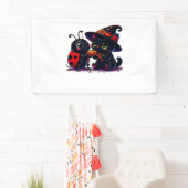 Schattigee lieveheersbeestje en zwarte kat Hallowe Spandoek (Insitu)