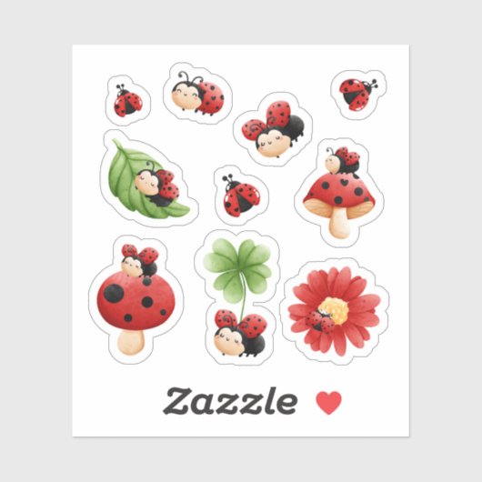 Schattigee lieveheersbeestje Sticker Set - grillig (Vel)