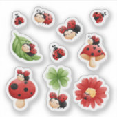 Schattigee lieveheersbeestje Sticker Set - grillig (Voorkant)