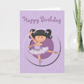 Schattigee Lila Ballerina 1 Verjaardag Kaart (Voorkant)