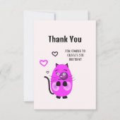Schattigee lila kat bedankkaart (Voorkant)