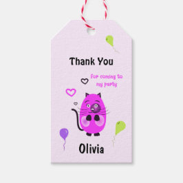 Schattigee lila kat cadeaulabel