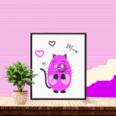 Schattigee lila kat canvas afdruk