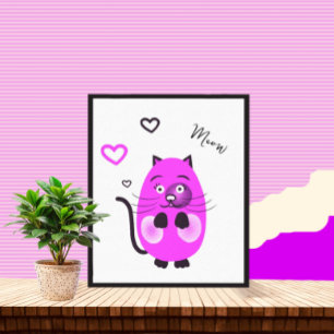 Schattigee lila kat canvas afdruk