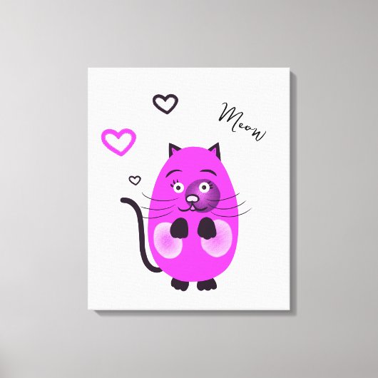 Schattigee lila kat canvas afdruk (Voorkant)