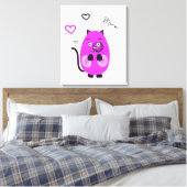 Schattigee lila kat canvas afdruk (Insitu (Slaapkamer))