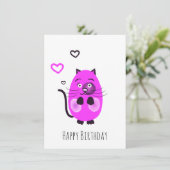 Schattigee lila kat feestdagenkaart (Staand voorkant)