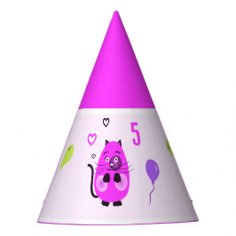 Schattigee lila kat feesthoedjes