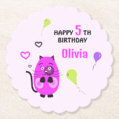 Schattigee lila kat kartonnen onderzetters (Voorkant)