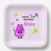 Schattigee lila kat papieren bordje (Voorkant)