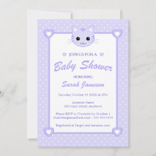 Schattigee Lila Paarse Cartoon Cat Kitten Baby sho Kaart