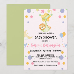 Schattigee Lion cub ster ballon baby shower feest Kaart