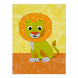 Schattigee Lion Tekening  Print Aangepast Perfect Poster
