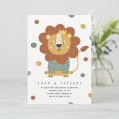 Schattigee Lion Wild One Animals Party 1e verjaard Kaart (Staand voorkant)