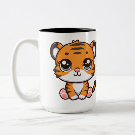 Schattigee Little Baby Tiger Cartoon Tweekleurige Koffiemok