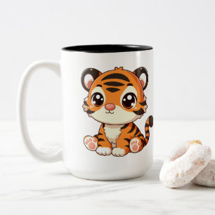 Schattigee Little Baby Tiger Cartoon Tweekleurige Koffiemok