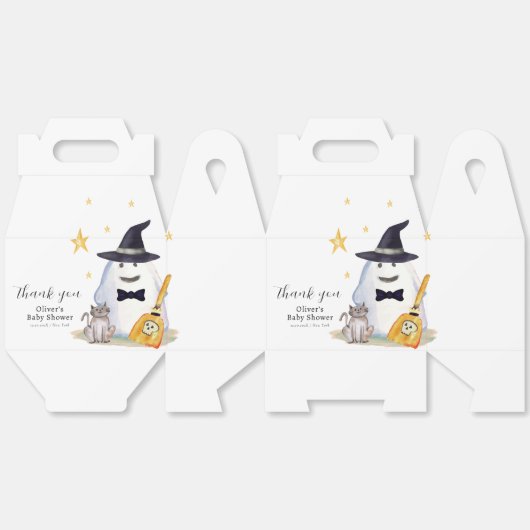 Schattigee Little Boo Ghost Boy Baby shower Dank u Bedankdoosjes (Ongevouwen)