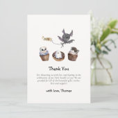 Schattigee Little Boo Halloween cupcake Baby showe Bedankkaart (Staand voorkant)