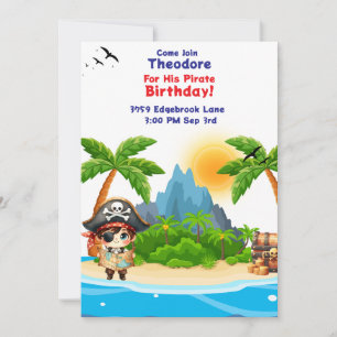Schattigee Little Boy Pirate thema verjaardagsuitn Kaart