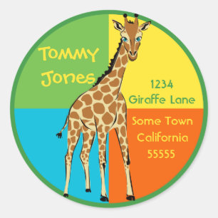 Schattigee Little Giraffe adreslabel Ronde Sticker