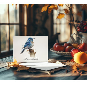 Schattigee Little Mountain Bluebird Waterverf, op Briefkaart