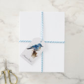Schattigee Little Mountain Bluebird Waterverf, op Cadeaulabel (Met Touw)