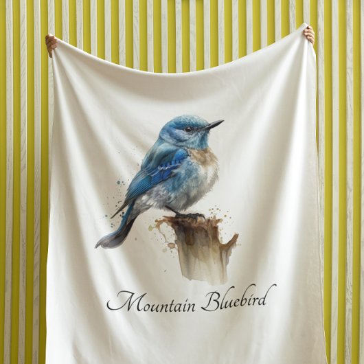 Schattigee Little Mountain Bluebird Waterverf, op Fleece Deken