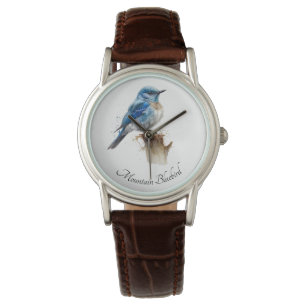 Schattigee Little Mountain Bluebird Waterverf, op Horloge