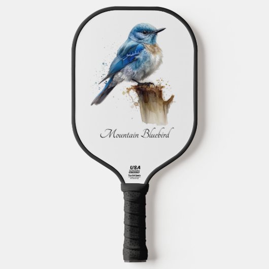 Schattigee Little Mountain Bluebird Waterverf, op Pickleball Paddle (Voorkant)