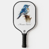 Schattigee Little Mountain Bluebird Waterverf, op Pickleball Paddle (Achterkant)