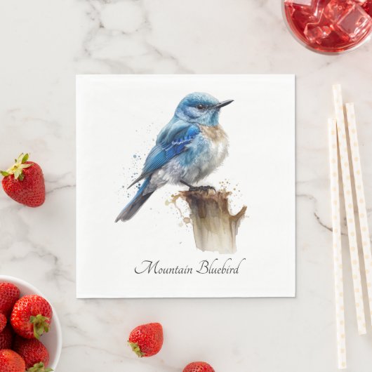 Schattigee Little Mountain Bluebird Waterverf, op Servet (Insitu)
