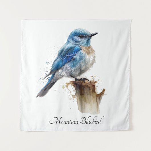 Schattigee Little Mountain Bluebird Waterverf, op Wandkleed (Voorkant)